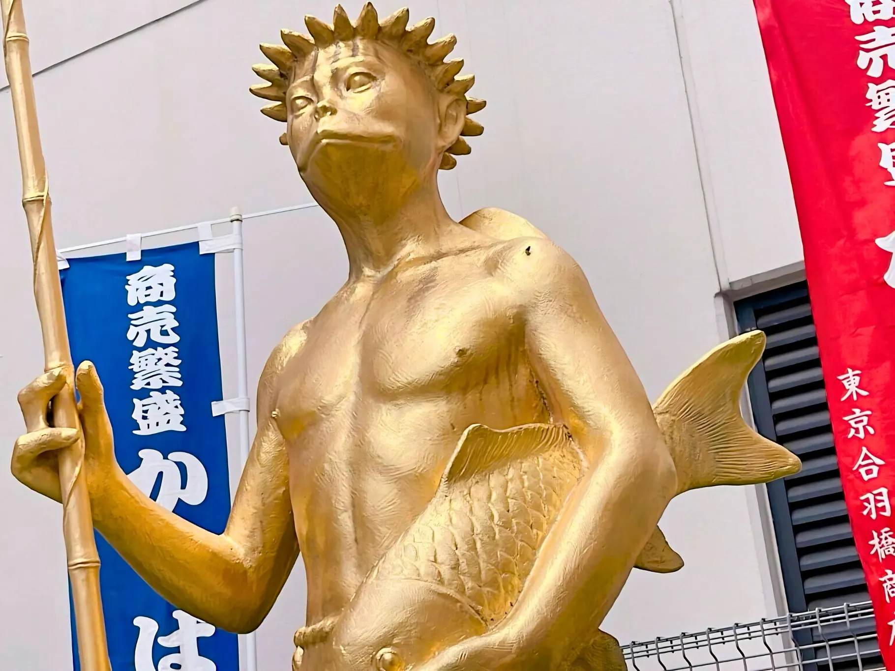 The golden Kappa statue in Kappabashi