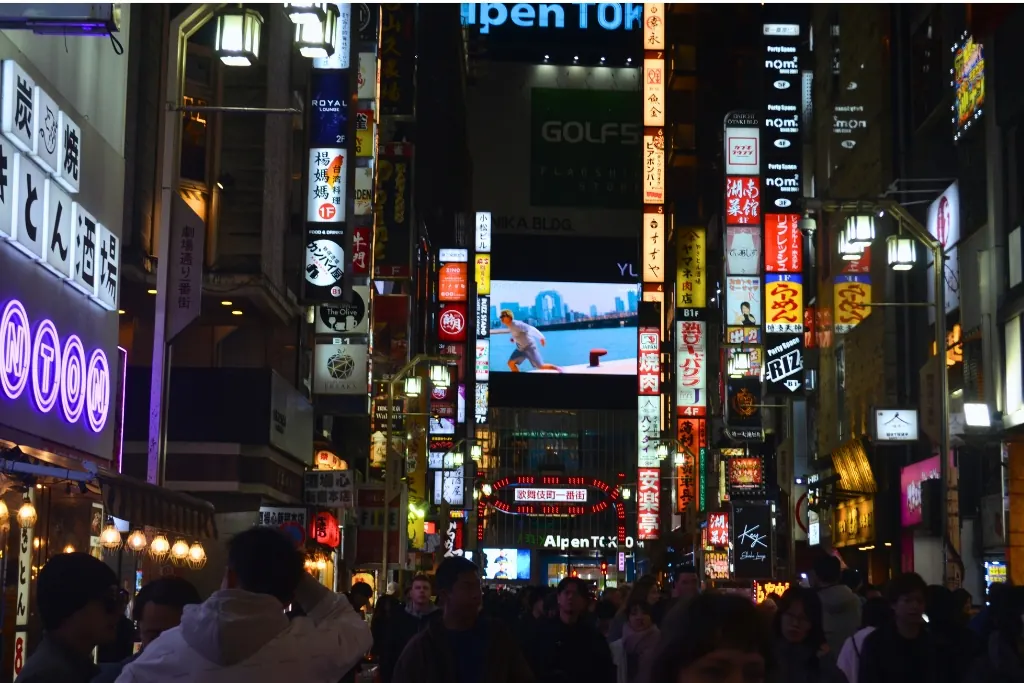 Kabukicho streets full of neon signs