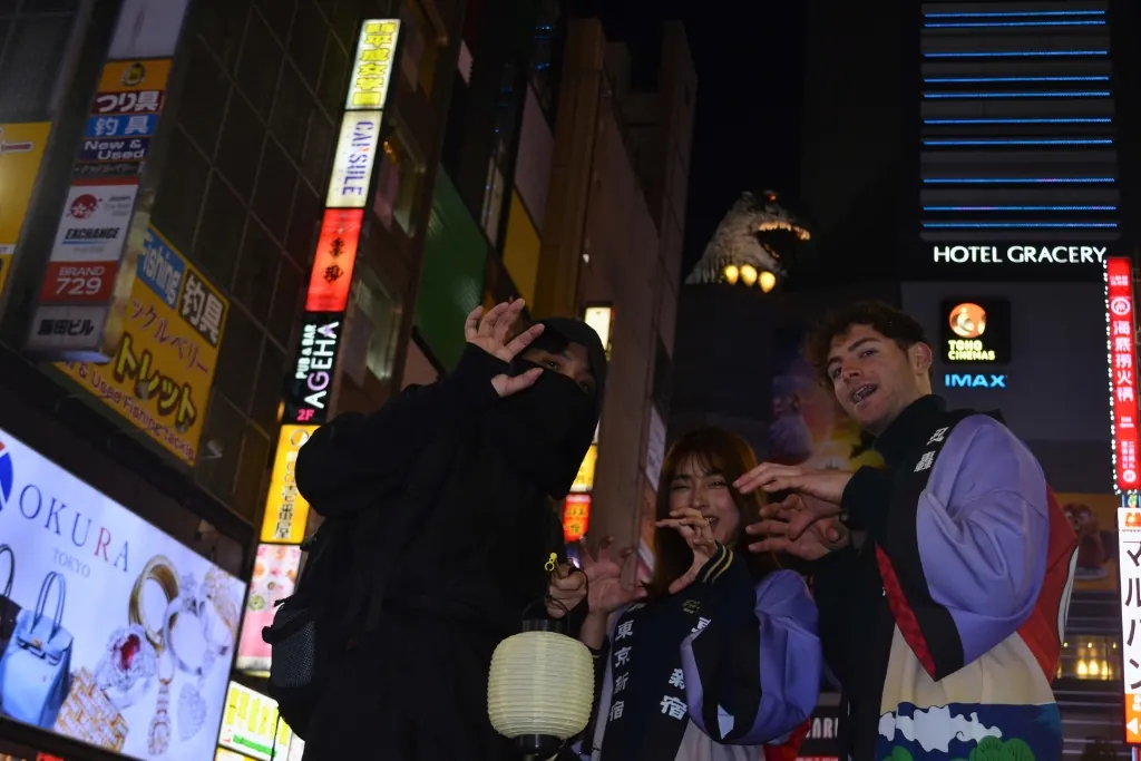 Guests and the Ninja guide near the Godzilla Head