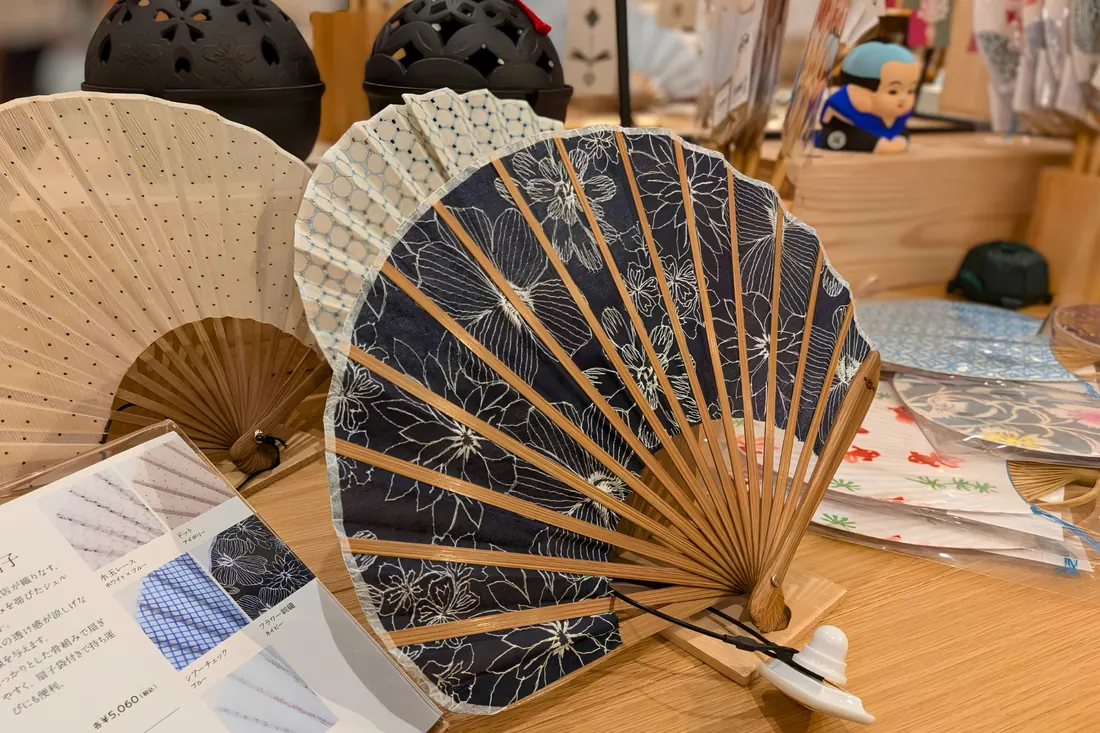 Japanese folding fans on display