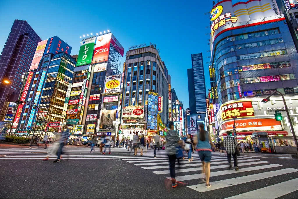 Shinjuku crossing at dusk